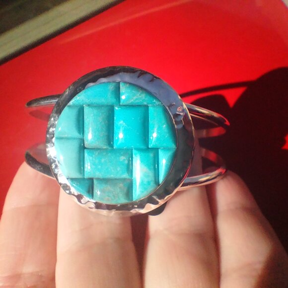 Jay King Sterling Silver Turquoise Inlay Cuff Bracelet Gallery Collection NIB - Picture 10 of 12